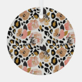 Bloemen, dierenprint, naadloos patroon. glas ornament (Achterkant)