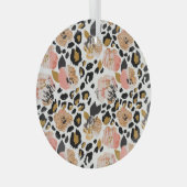 Bloemen, dierenprint, naadloos patroon. glas ornament (Voorkant Rechts)