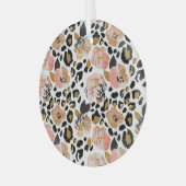 Bloemen, dierenprint, naadloos patroon. glas ornament (Voorkant links)