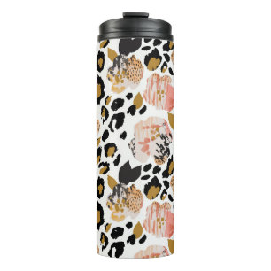 Bloemen, dierenprint, naadloos patroon. thermosbeker