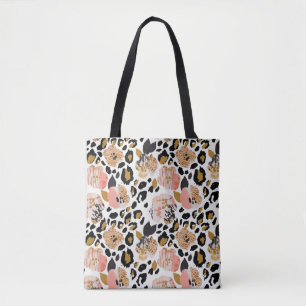 Bloemen, dierenprint, naadloos patroon. tote bag