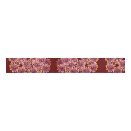 Bloemen digitale kunst grosgrain lint (Voorkant)