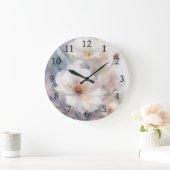 Bloemen Digitale Waterverf Paarse Sinaasappel 1 Grote Klok (Huis)