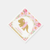 Bloemen Dinosaurus Verjaardag Roze Tutu Triceratop Servet (Hoek)
