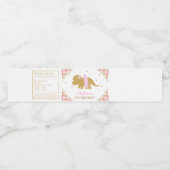 Bloemen Dinosaurus Verjaardag Roze Tutu Triceratop Waterfles Etiket (Enkel label)