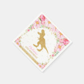Bloemen Dinosaurus Verjaardagsfeest Gouden Glitter Servet (Hoek)