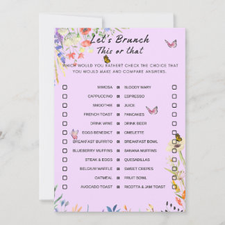 Bloemen dit of dat brunch party spel kaart