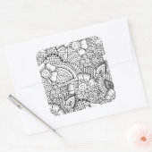 Bloemen doedelpatroon vierkante sticker (Envelop)