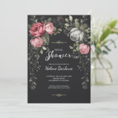 Bloemen Donker Gotisch Vrijgezellenfeest Kaart (Staand voorkant)