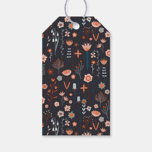 Bloemen Donker Modern Patroon Cadeaulabel (Voorkant)