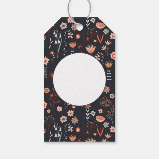 Bloemen Donker Modern Patroon Cadeaulabel (Achterkant)