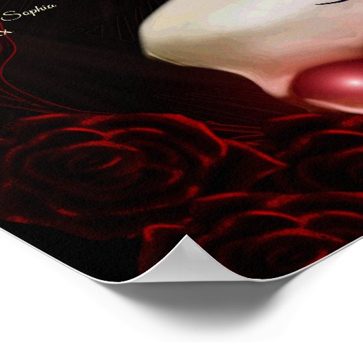 Bloemen donker moody gothic schedel drinken menu t poster (Hoek)