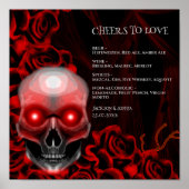 Bloemen donker moody gothic schedel drinken menu t poster (Voorkant)