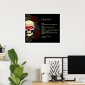 Bloemen donker moody gothic schedel drinken menu t poster (Thuiskantoor)