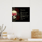 Bloemen donker moody gothic schedel drinken menu t poster (Keuken)