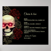 Bloemen donker moody gothic schedel drinken menu t poster (Voorkant)