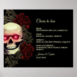 Bloemen donker moody gothic schedel drinken menu t poster