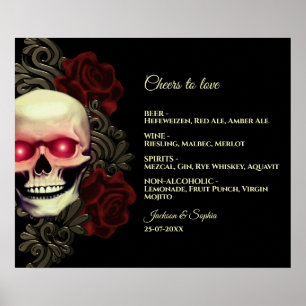 Bloemen donker moody gothic schedel drinken menu t poster