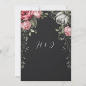 Bloemen Donker Moody Monogram Bruiloft Kaart (Achterkant)