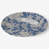  Bloemen Donkerblauw Toile de Jouy Douche Papieren Bordje (Gekanteld)