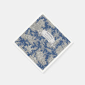  Bloemen Donkerblauw Toile de Jouy Douche Servet (Hoek)