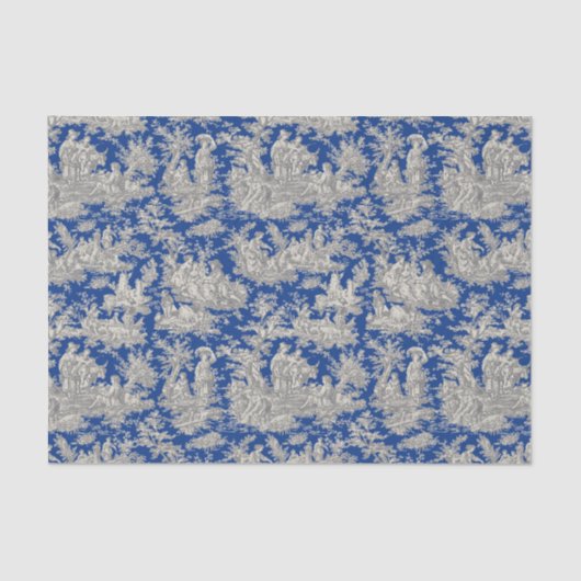 bloemen donkerblauw Toile de Jouy Tissuepapier (Voorkant)