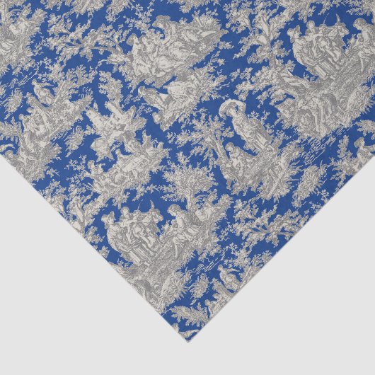 bloemen donkerblauw Toile de Jouy Tissuepapier (Detail)