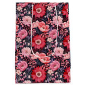 Bloemen donkere achtergrond medium cadeauzakje (Achterkant)