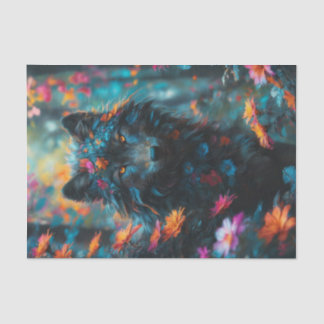 Bloemen donkere wolf tissuepapier