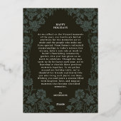  Bloemen Donkergroene Kerstfoto Folie Feestdagenkaart (Achterkant)