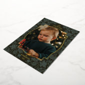  Bloemen Donkergroene Kerstfoto Folie Feestdagenkaart (Gedraaid)