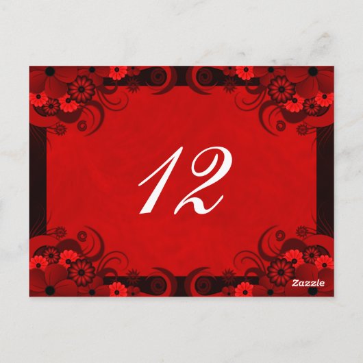 Bloemen Donkerrode Gothic Receptie Tafelnummer Kaa (Achterkant)