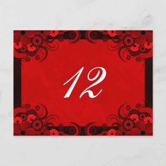 Bloemen Donkerrode Gothic Receptie Tafelnummer Kaa (Voorkant)