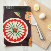  Bloemen Donkerrood Bloemenpatroon Theedoek (Quarter Fold)