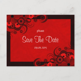 Bloemen Donkerrood Gothic Save The Date Aankondigi Aankondigingskaart
