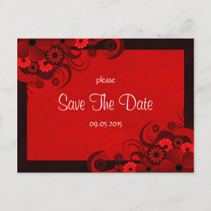 Bloemen Donkerrood Gothic Save The Date Aankondigi Aankondigingskaart