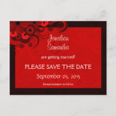 Bloemen Donkerrood Gothic Save The Date Aankondigi Aankondigingskaart (Achterkant)