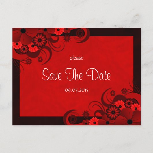 Bloemen Donkerrood Gothic Save The Date Aankondigi Aankondigingskaart (Voorkant)