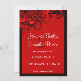 Bloemen Donkerrood Gothic Save The Date Aankondigi Kaart
