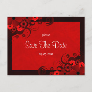 Bloemen Donkerrood Gothic Save The Date Briefkaart