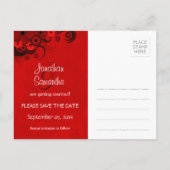 Bloemen Donkerrood Gothic Save The Date Briefkaart (Achterkant)