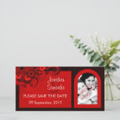 Bloemen Donkerrood Gotisch Bewaar de datum Fotokaa Save The Date (Staand voorkant)
