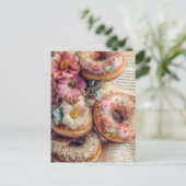 Bloemen donuts briefkaart (Staand voorkant)