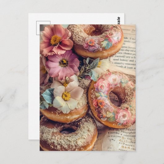 Bloemen donuts briefkaart (Voorkant / Achterkant)