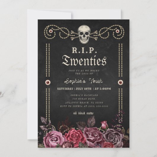 Bloemen Dood aan mijn Jeugd RIP 20s 30e Verjaardag Kaart (Voorkant)