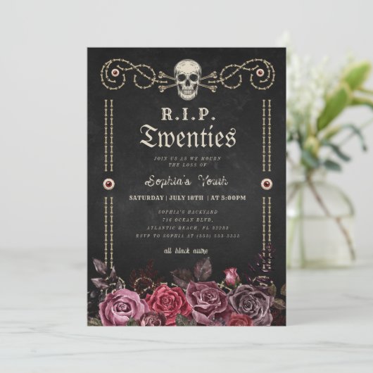 Bloemen Dood aan mijn Jeugd RIP 20s 30e Verjaardag Kaart (Staand voorkant)