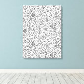 Bloemen Doodle 6 Canvas Afdruk (Insitu (Houten vloer))