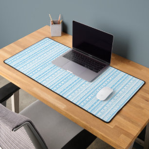 Bloemen doodle strepen in baby blauw en wit bureaumat