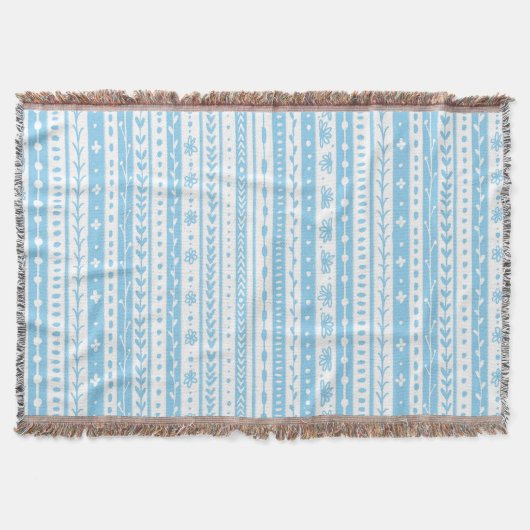 Bloemen doodle strepen in baby blauw en wit deken (Voorkant)