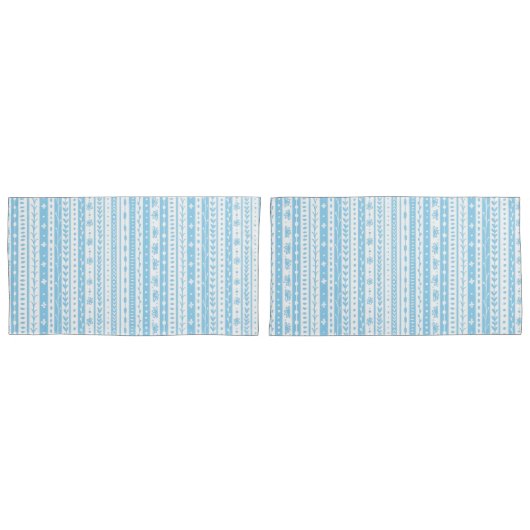 Bloemen doodle strepen in baby blauw en wit kussensloop (Voorkant-Set)